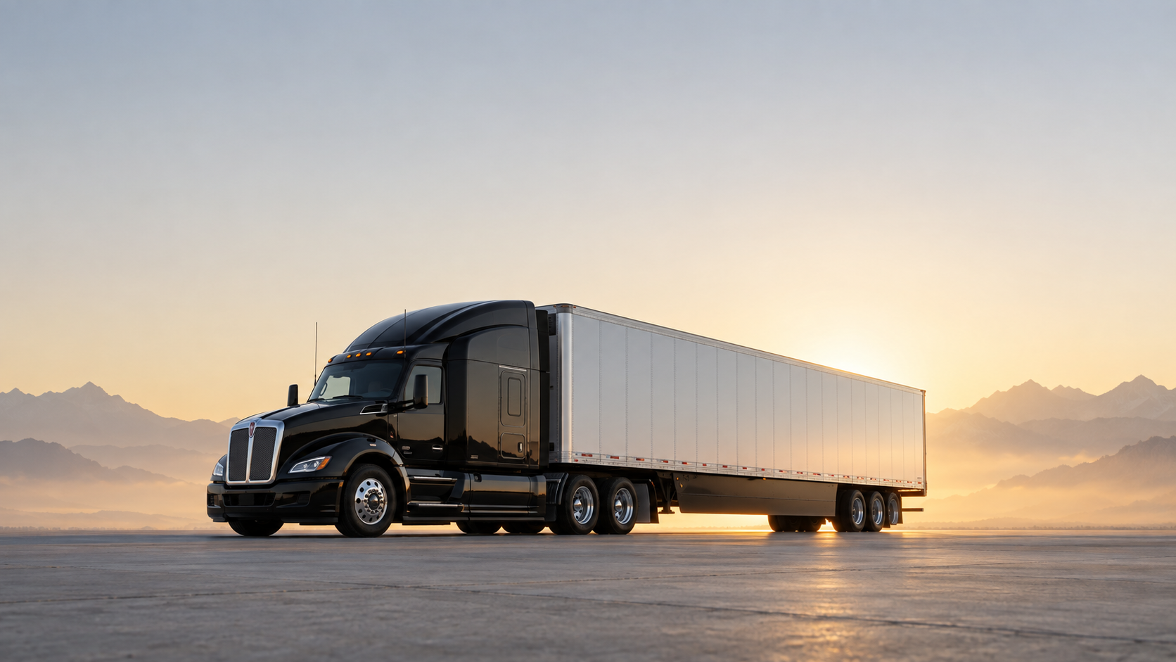 Modern semi truck on American highway