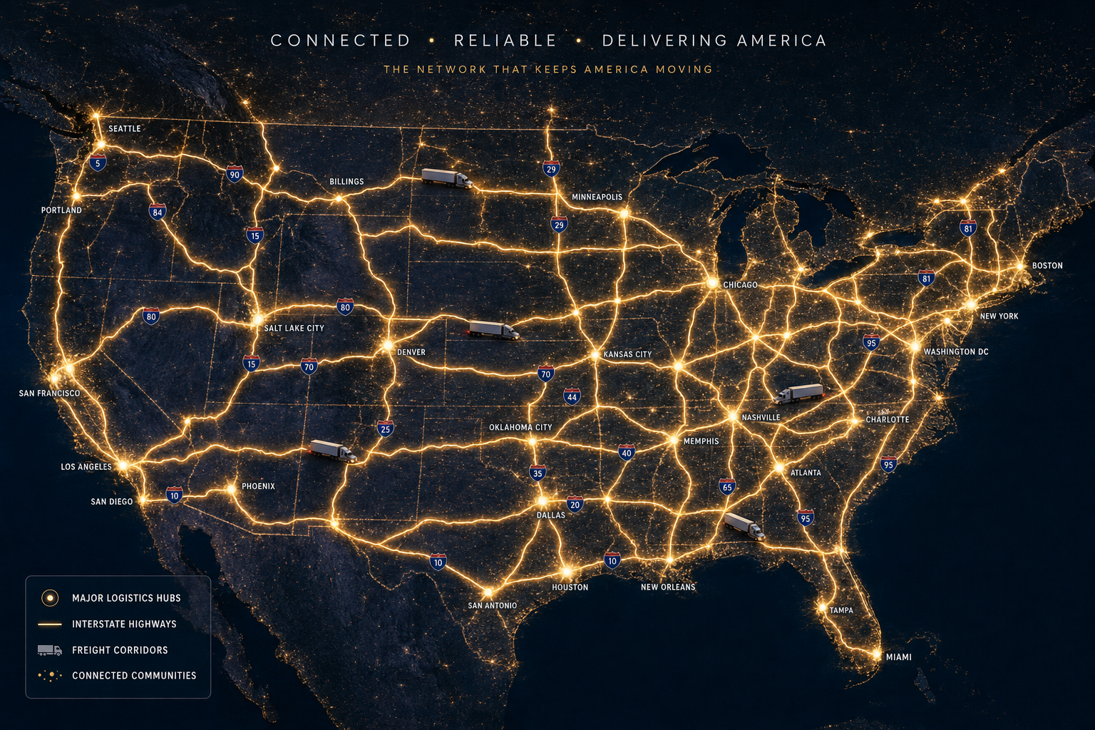 US interstate freight network map